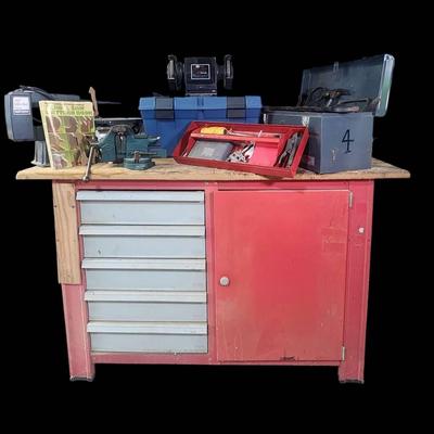 Garage Workshop Essentials! Workbench, Tools, Grinder, Scroll Saw & More!