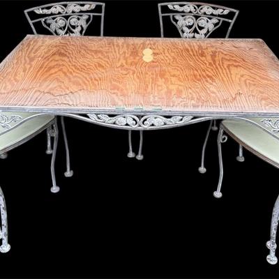 Elegant (after a coat of paint!) Wrought Iron Patio Set - Refurbish and Enjoy!