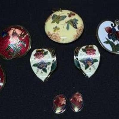 Vintage Cloisonné Jewelry Collection - A Floral Symphony in Enamel & Gold! 