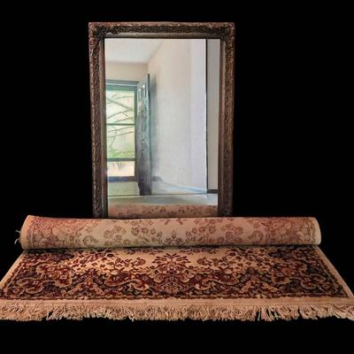 Exquisite Ornate Vintage Mirror & Matching Rug - A Touch of Elegance!