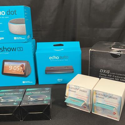 Echo Dot/Show/Auto, Bluetooth Speakers, Car Mounts & Camcorder New In Box