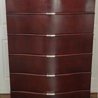 Cindy Crawford Home 6-Drawer Dresser |Contemporary Mahogany Finish with Curved Front

