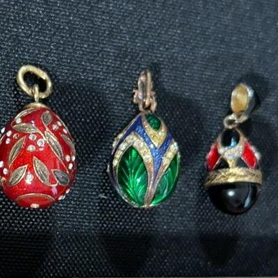 Russian Enamel Egg Pendants | 6 Pendants