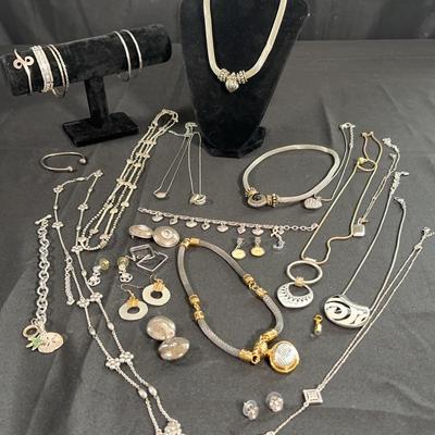 Silver Tone Jewelry Lot | Necklaces, Earrings, Bracelets | Includes Brighton & Chico’s