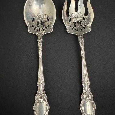 Beautiful Sterling Silver Pierced Salad Fork And Spoon | 6.7oz Total Weight