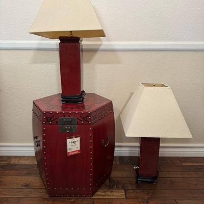 Pier 1 Imports Hexagon Trunk Red Wood | World Market Ceramic Red Lamps Set Of Two