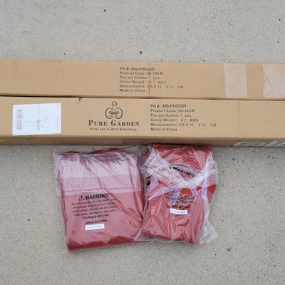 Pure Garden Red Patio Half Umbrellas (2) | New, Outdoor Shade for Deck & Garden