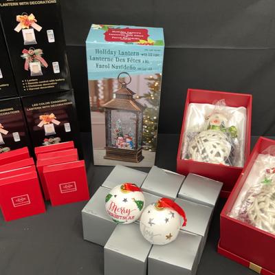 Holiday Decor Lot | Lenox Ornaments, LED Lanterns, Porcelain Snowmen & Christmas Decorations