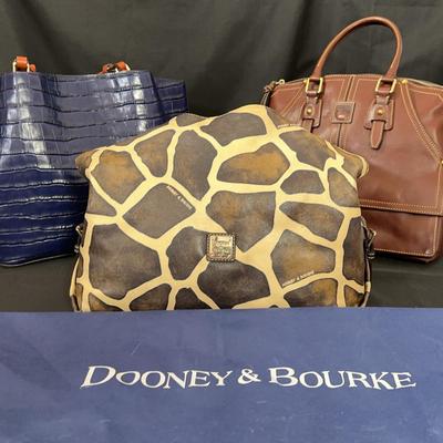 Dooney & Bourke Handbags – 3-Piece Lot with Giraffe Print, Croc-Embossed & Leather Satchels