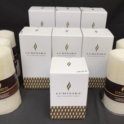 Luminara Real Flame Effect LED Candle Lot | Brown & Glitter Ivory Color