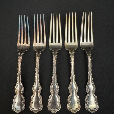 Antique Sterling Silver Dinner Forks  | Jaccard Jewelry Co. | Ornate Scroll Pattern | 8.5oz