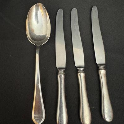 Sterling Silver Flatware | Gorham Pat. 1916 Spoon & Erickson Knives | Stainless Blades