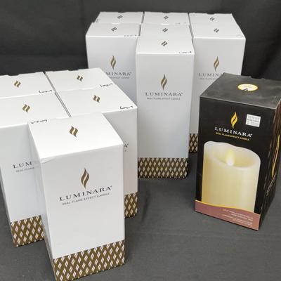 Luminara LED Candle Lot – 13 Real Flame-Effect Pillars | Vanilla Scented & White Wax | NIB