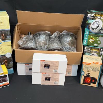 Outdoor LED Lighting Lot – Solar Lights, Lanterns, Orbs, Flameless Candles & More | New In Box
