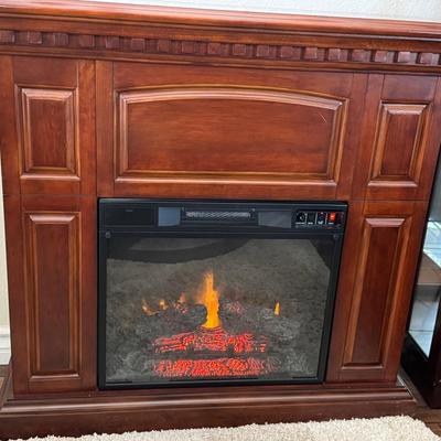Twin Star Electric Fireplace Heater with Cherry Wood Mantel Cabinet | Model 23EF01GRA