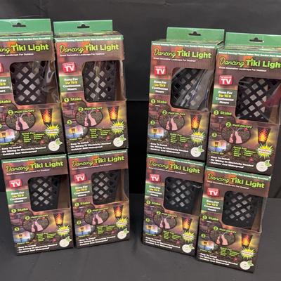 Dancing Tiki Lights – 8 LED Flame-Effect Stake Lights | Outdoor Solar Garden Décor | New in Box