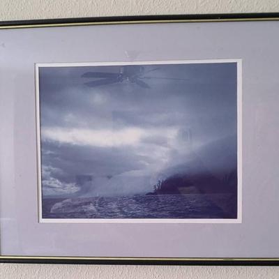 Moody Blue Landscape Photo Framed
