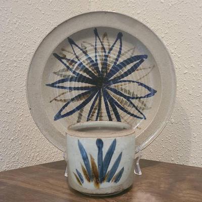 Vintage Ceramic Plate And Small Vase
