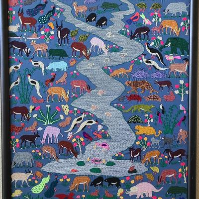 Framed Hmong Story Cloth From Thailand