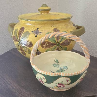 Unique Pottery Lot Of 2 Made In Italy