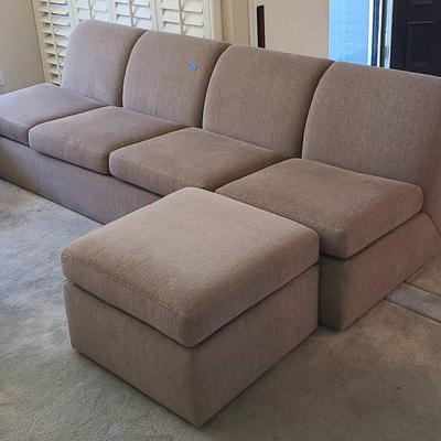 Tan Armless 4 Seat Couch With Otomon By Kal Designs