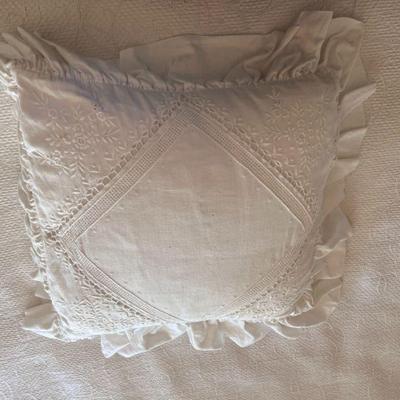 Multiple new hand embroidered linen bed pillows