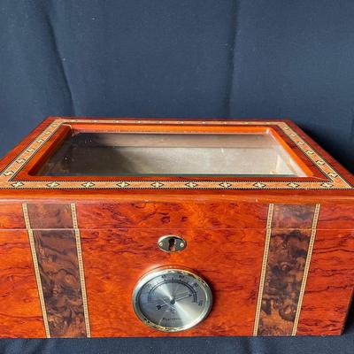 Aggrometer Wooden Storage Box * Beveled  Glass Top 