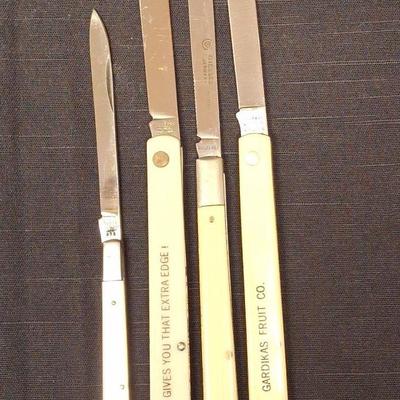 4 Vintage Melon Tester Knives * German Giesser * Old Colonial  * Schrade Walden SS105 * Sabre 608 *