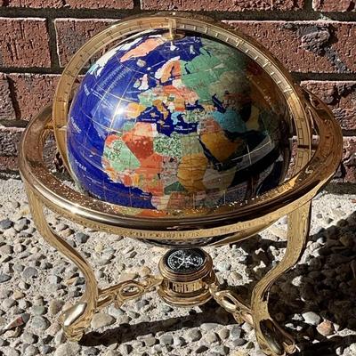 Gem World Globe * 13” Total stand Size Gem Globe 