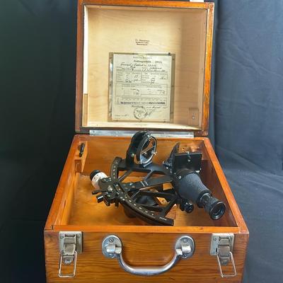 C. Plath Hamburg 1945 Sextant in Original Wood Case # 22206
