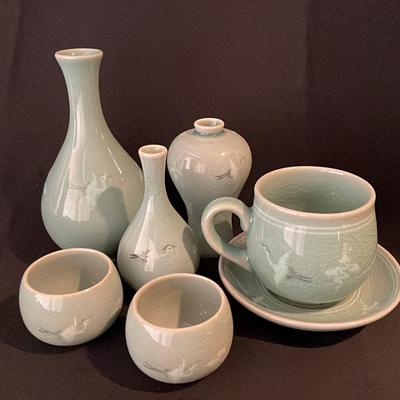 Korean Celadon Small Vases * Tea Cups 