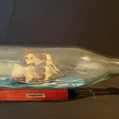 Ship in a Bottle Decor ‘ Cherbourg ‘ * 11” 