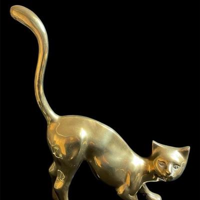 Lively Brass Cat Figurine 