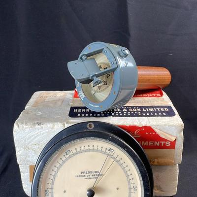 US Navy Taylor Instrument Barometer 1943 * Henry Browne & Son  Hand Bearing Landing Compass 