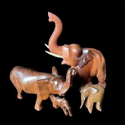 Carved Wood Elephant Figurines * Sri Lanka * Kenya 