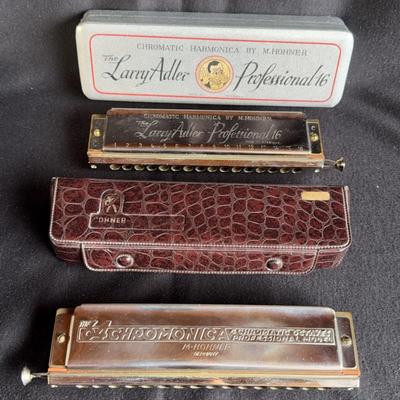 Vintage Germany’s M.Hohner Harmonicas W/ Cases * Larry Adler Professional & 64 Achromonica 