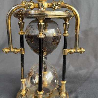 Vintage Brass Hour Glass * Gorgeous Fish Detail On Handle * 