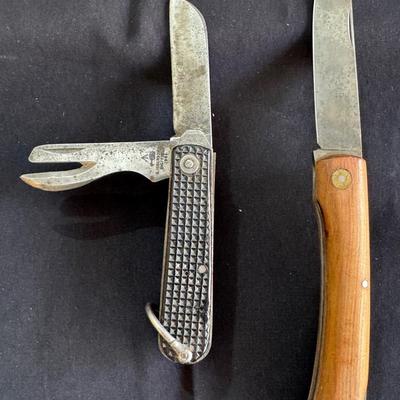 2 Vintage Pocket Knives * J.A. Henckels With Wood Handle * Sheffield Knife & Bottle Opener