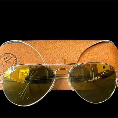 Aviator Style Polarized Ray-Ban Metal Sunglasses with Case 