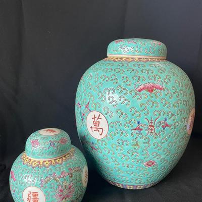 Nice Aqua Ceramic Tea Container Jars  Large and Small 