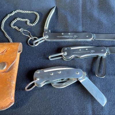 2~ Vintage TELO Japan Sailor’s Rigging Knives W/ Leather Case & 1~ Sheffield 