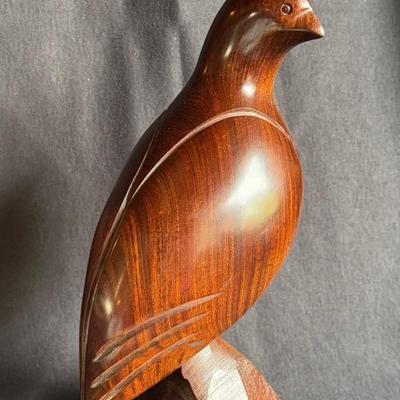Polished Hand Carved Ironwood 12” Quail Sculpture * Made In Mexico 