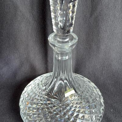 Lovely 10” Tall Crystal Decanter * Unique Angular Stopper