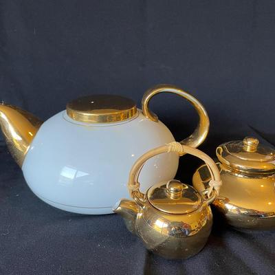 Mlensa Large White/ Gold Porcelain Teapot * Tea Containers  Made in Sri Lanka 