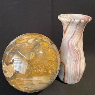Large Round Polished Stone  Decor * Polished Stone Vase 