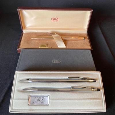 Two Boxed Sets CROSS Fountain Pen 14K Gold Filled * Pen and Pencil Set 