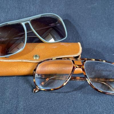 Vintage Christian Dior Sunglasses, Case & Tortoiseshell Pattern Glasses