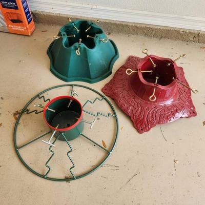 Lot of 3 Christmas Tree Stands, 2 Metal 1 Plastic