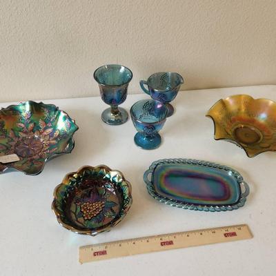 7pc Vintage Carnival Glass - Fenton, Indiana Glass, Northwood