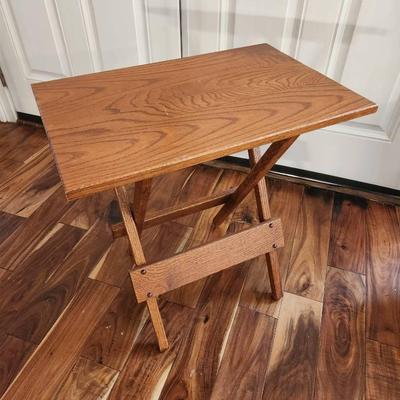 Vintage Solid Wood Folding End Table - 24x16x25"